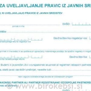 VLOGA ZA UVELJAVLJANJE PRAVIC IZ JAVNIH