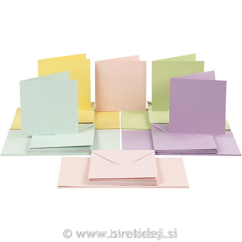 Kuverte&voščilnice 15x15 cm, set 50