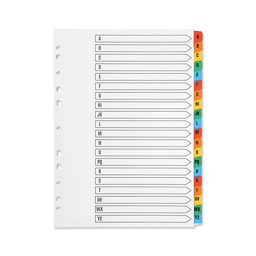 WHITE A4 20-PIECE CARDBOARD PARTITION A-Z