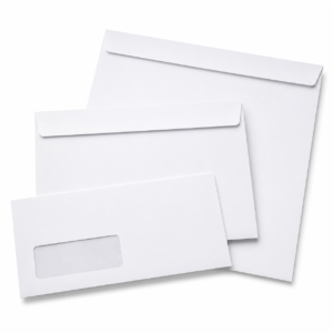 White business envelopes in several formats on a white background