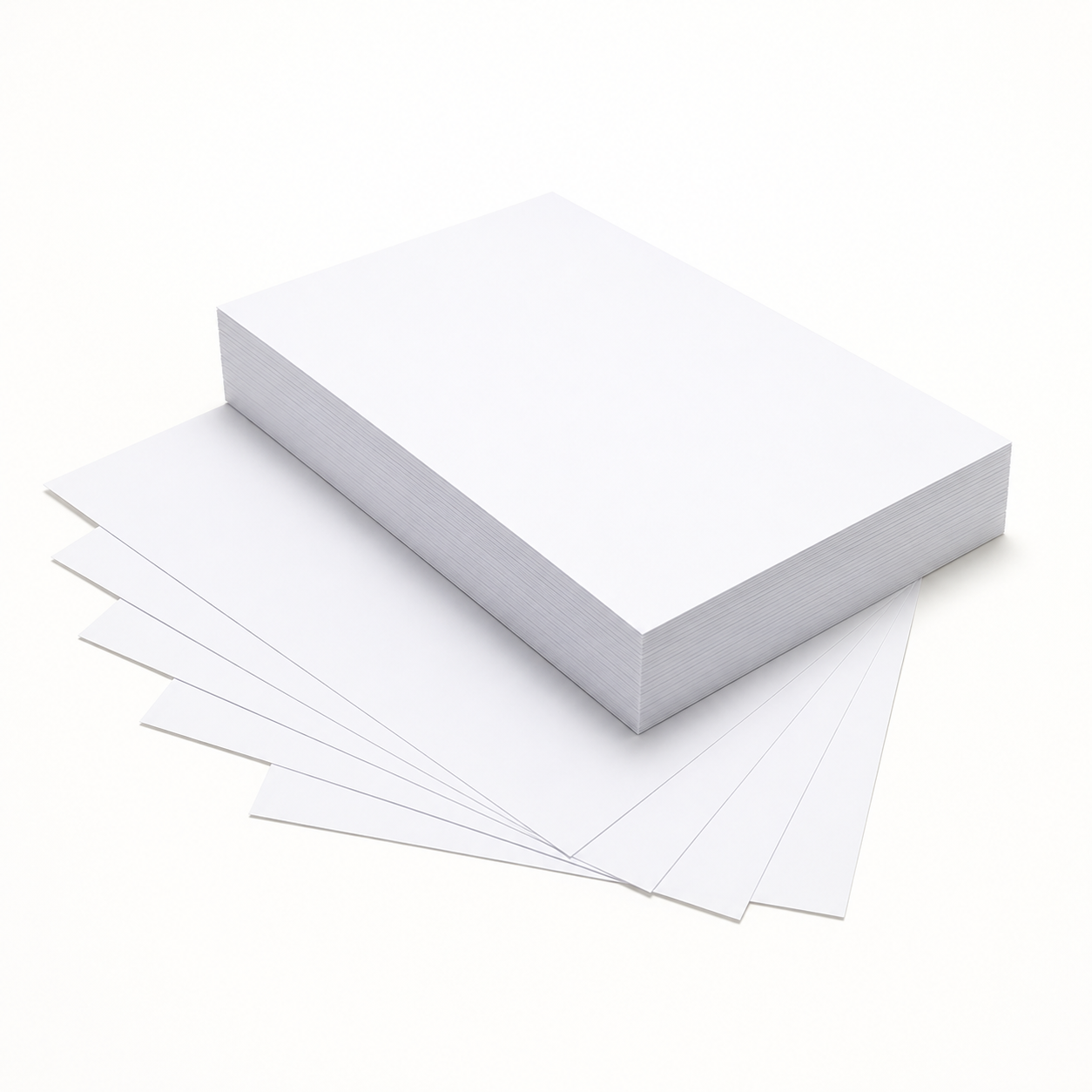 White copy paper stack on a white background